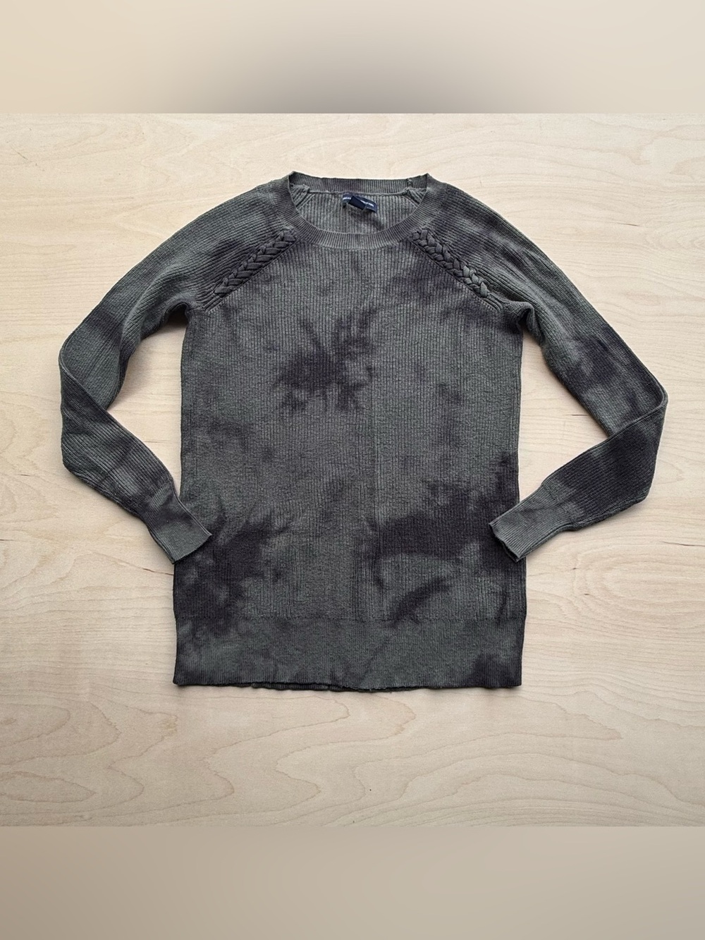 American Eagle Outfitters Ribbed Knit Sweater Olive Green Grey Tie Dye size S